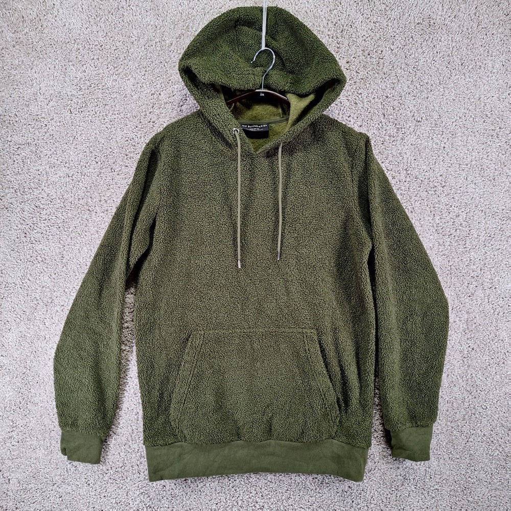 No Boundaries Hoodie Adult S Green Mossy Sherpa Pullover Fleece Gorpcore Cozy